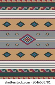 Ethnic Mexican geometric ornament. Vector seamless native tribal pattern. Boho style. Aztec, Navajo blanket, rug. Serape design.