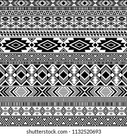 Tribal Seamless Pattern Aztec Black White Stock Vector (Royalty Free ...