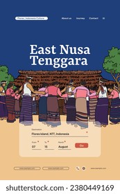 Ethnic Mobile Landing Page design with illustration of Flores Island