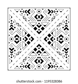 Ethnic monochrome pattern. Vector illustration. For paper, textile design.