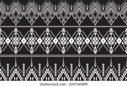 Ethnic monochrome seamless pattern. Background with Aztec geometric patterns. Print with a tribal theme. Fabric from the Navajo people. Abstract wallpaper in a modern style. Illustration in vector for
