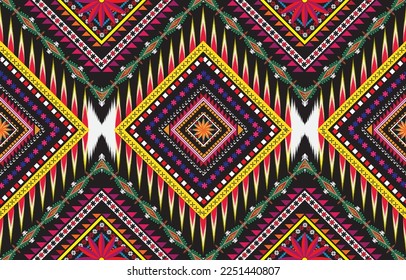 Ethnic monochrome seamless pattern. Background with Aztec geometric patterns. Print with a tribal theme. Fabric from the Navajo people. Abstract wallpaper in a modern style. Illustration in vector 