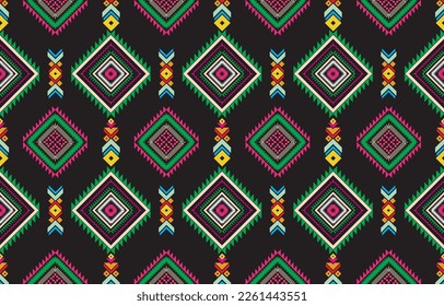 Ethnic monochrome seamless pattern. Background with Aztec geometric patterns. Print with a tribal theme. Fabric from the Navajo people. Abstract wallpaper in a modern style. Illustration in vector 