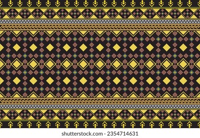 Ethnic monochrome seamless pattern. Background with Aztec geometric patterns. Print with a tribal theme. Fabric from the Navajo people. Abstract wallpaper in a modern style. Illustration in vector for
