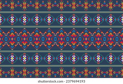 Patrón ininterrumpido de monocromo étnico. Fondo con patrones geométricos aztecos. Imprimir con un tema tribal. Tela del pueblo navajo. Papel pintado abstracto de estilo moderno. Ilustración en vector para