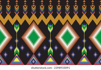 
Ethnic monochrome seamless pattern. Background with Aztec geometric patterns. Print with a tribal theme. Fabric from the Navajo people. Abstract wallpaper in a modern style. Illustration in vector fo