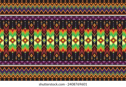 Ethnic monochrome seamless pattern. Background with Aztec geometric patterns. Print with a tribal theme. Fabric from the Navajo people. Abstract wallpaper in a modern style. Illustration in vector for