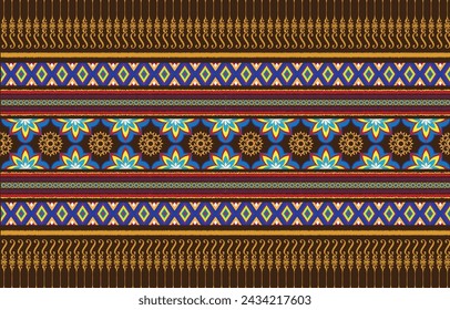 Ethnic monochrome seamless pattern. Background with Aztec geometric patterns. Print with a tribal theme. Fabric from the Navajo people. Abstract wallpaper in a modern style. Illustration in vector 