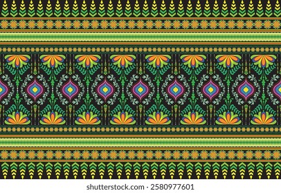 Ethnic monochrome seamless pattern. Background with Aztec geometric patterns. Print with a tribal theme. Fabric from the Navajo people. Abstract wallpaper in a modern style. Illustration in vector 