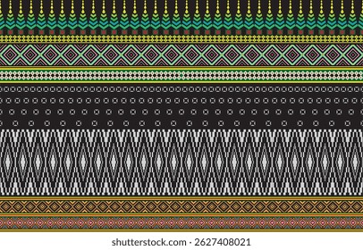 Patrón monocromo étnico sin fisuras. Fondo con patrones geométricos aztecas. Imprimir con un tema tribal. Tela del pueblo navajo. Fondo de pantalla abstracto en un estilo moderno. Ilustración en Vector para