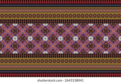 Ethnic monochrome seamless pattern. Background with Aztec geometric patterns. Print with a tribal theme. Fabric from the Navajo people. Abstract wallpaper in a modern style. Illustration in vector