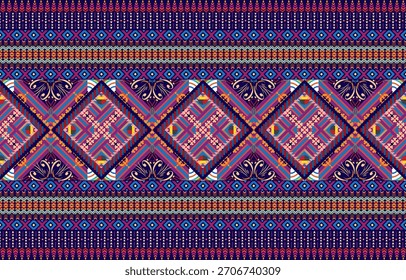 Padrão étnico monocromático sem emenda. Plano de fundo com padrões geométricos astecas. Imprimir com um tema tribal. Tecido do povo Navajo. Papel de parede abstrato em um estilo moderno. Ilustração em vetor 