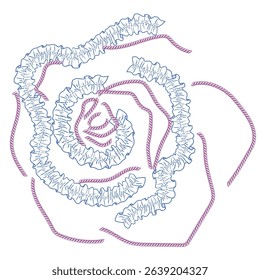 ethnic motif illustration vector floral flower leaf embroidery cordone kordon bug line art monoline two color shoulder motif open work hand work fashion design  woman abstract vector mesh