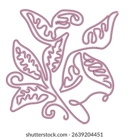 ethnic motif illustration vector floral flower leaf embroidery cordone kordon bug line art monoline two color shoulder motif open work hand work fashion design  woman abstract vector mesh