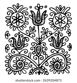 ethnic motif illustration vector floral flower leaf embroidery cordone kordon bug line art monoline two color shoulder motif open work hand work fashion design  woman abstract vector mesh