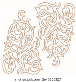 ethnic motif illustration vector floral flower leaf embroidery cordone kordon bug line art monoline two color shoulder motif open work hand work fashion design  woman abstract vector mesh