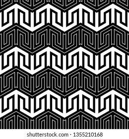 Ethnic motif. Seamless pattern. Figures wallpaper. Simple ornament. Arrow shapes backdrop. Folk image. Arrows background. Digital paper, textile print, web design, abstract.