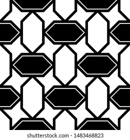 Ethnic motif. Seamless pattern. Stars, hexagons ornament. Figures background. Linear backdrop. Digital paper, textile print, web design. Mosaics wallpaper. Vector.