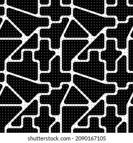 Ethnic motif. Tribal mosaic. Seamless pattern with geometrical figures. Tribal shapes ornament. Embroidery wallpaper. 
