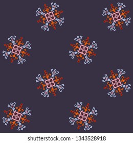 Ethnic motifs graphic design elements, embroidery style pattern. Native american motif with tribal mayan symbols, ethnic navajo pattern, folk art.