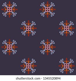 Ethnic motifs graphic design elements, embroidery style pattern. Native american motif with tribal mayan symbols, ethnic navajo pattern, folk art.