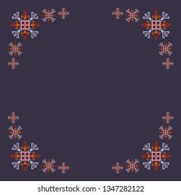 Ethnic motifs graphic design elements, embroidery style pattern. Native american motif with tribal mayan symbols, ethnic navajo pattern, folk art.