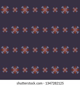 Ethnic motifs graphic design elements, embroidery style pattern. Native american motif with tribal mayan symbols, ethnic navajo pattern, folk art.