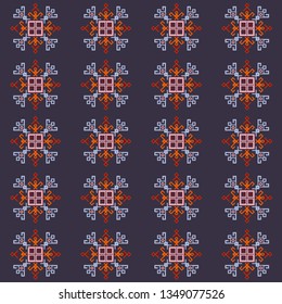 Ethnic motifs graphic design elements, embroidery style pattern. Native american motif with tribal mayan symbols, ethnic navajo pattern, folk art.