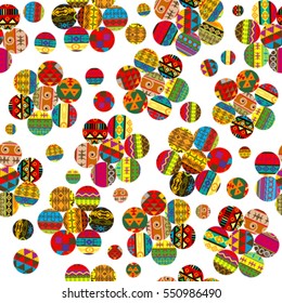 Ethnic motifs patchwork flowers seamless