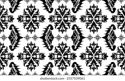 Ethnic motifs pattern for background, carpet, wallpaper, clothing, wrapping, batik, fabric, embroidery style vector illustration.Monochromatic Colors.