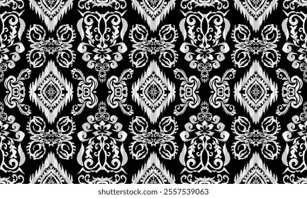 Ethnic motifs pattern for background, carpet, wallpaper, clothing, wrapping, batik, fabric, embroidery style vector illustration.Monochromatic Colors.