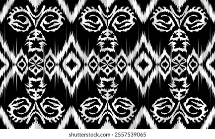 Ethnic motifs pattern for background, carpet, wallpaper, clothing, wrapping, batik, fabric, embroidery style vector illustration.Monochromatic Colors.