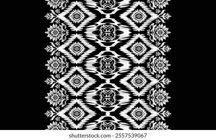 Ethnic motifs pattern for background, carpet, wallpaper, clothing, wrapping, batik, fabric, embroidery style vector illustration.Monochromatic Colors.