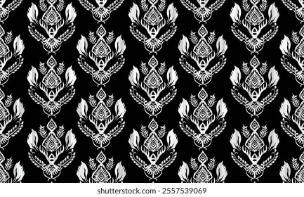 Ethnic motifs pattern for background, carpet, wallpaper, clothing, wrapping, batik, fabric, embroidery style vector illustration.Monochromatic Colors.