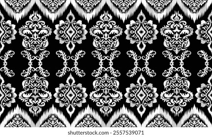 Ethnic motifs pattern for background, carpet, wallpaper, clothing, wrapping, batik, fabric, embroidery style vector illustration.Monochromatic Colors.