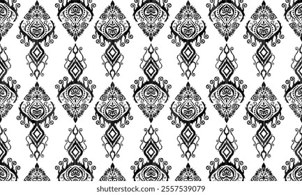 Ethnic motifs pattern for background, carpet, wallpaper, clothing, wrapping, batik, fabric, embroidery style vector illustration.Monochromatic Colors.