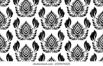 Ethnic motifs pattern for background, carpet, wallpaper, clothing, wrapping, batik, fabric, embroidery style vector illustration.Monochromatic Colors.