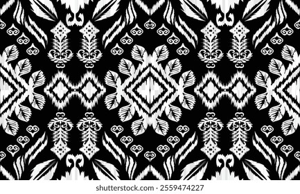 Ethnic motifs pattern for background, carpet, wallpaper, clothing, wrapping, batik, fabric, embroidery style vector illustration.Monochromatic Colors.