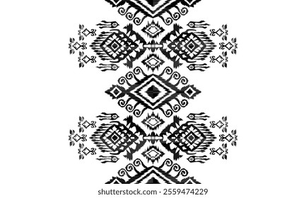 Ethnic motifs pattern for background, carpet, wallpaper, clothing, wrapping, batik, fabric, embroidery style vector illustration.Monochromatic Colors.