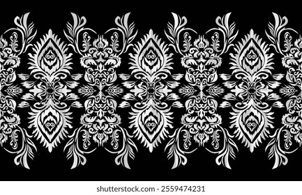 Ethnic motifs pattern for background, carpet, wallpaper, clothing, wrapping, batik, fabric, embroidery style vector illustration.Monochromatic Colors.