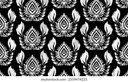 Ethnic motifs pattern for background, carpet, wallpaper, clothing, wrapping, batik, fabric, embroidery style vector illustration.Monochromatic Colors.