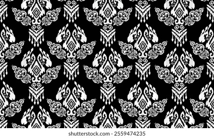 Ethnic motifs pattern for background, carpet, wallpaper, clothing, wrapping, batik, fabric, embroidery style vector illustration.Monochromatic Colors.