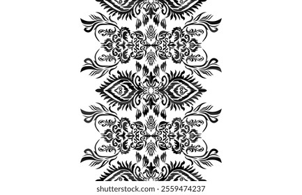 Ethnic motifs pattern for background, carpet, wallpaper, clothing, wrapping, batik, fabric, embroidery style vector illustration.Monochromatic Colors.