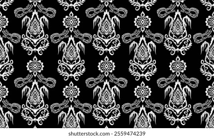 Ethnic motifs pattern for background, carpet, wallpaper, clothing, wrapping, batik, fabric, embroidery style vector illustration.Monochromatic Colors.