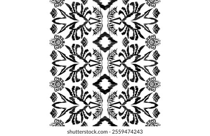 Ethnic motifs pattern for background, carpet, wallpaper, clothing, wrapping, batik, fabric, embroidery style vector illustration.Monochromatic Colors.