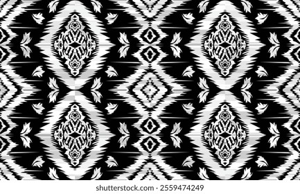 Ethnic motifs pattern for background, carpet, wallpaper, clothing, wrapping, batik, fabric, embroidery style vector illustration.Monochromatic Colors.