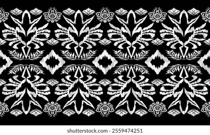 Ethnic motifs pattern for background, carpet, wallpaper, clothing, wrapping, batik, fabric, embroidery style vector illustration.Monochromatic Colors.