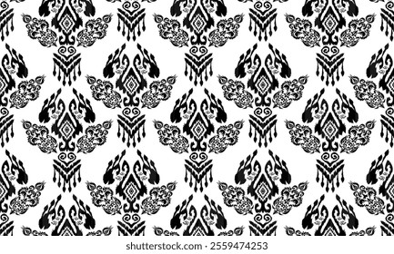 Ethnic motifs pattern for background, carpet, wallpaper, clothing, wrapping, batik, fabric, embroidery style vector illustration.Monochromatic Colors.
