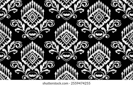 Ethnic motifs pattern for background, carpet, wallpaper, clothing, wrapping, batik, fabric, embroidery style vector illustration.Monochromatic Colors.