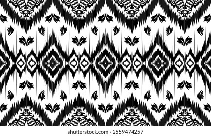 Ethnic motifs pattern for background, carpet, wallpaper, clothing, wrapping, batik, fabric, embroidery style vector illustration.Monochromatic Colors.